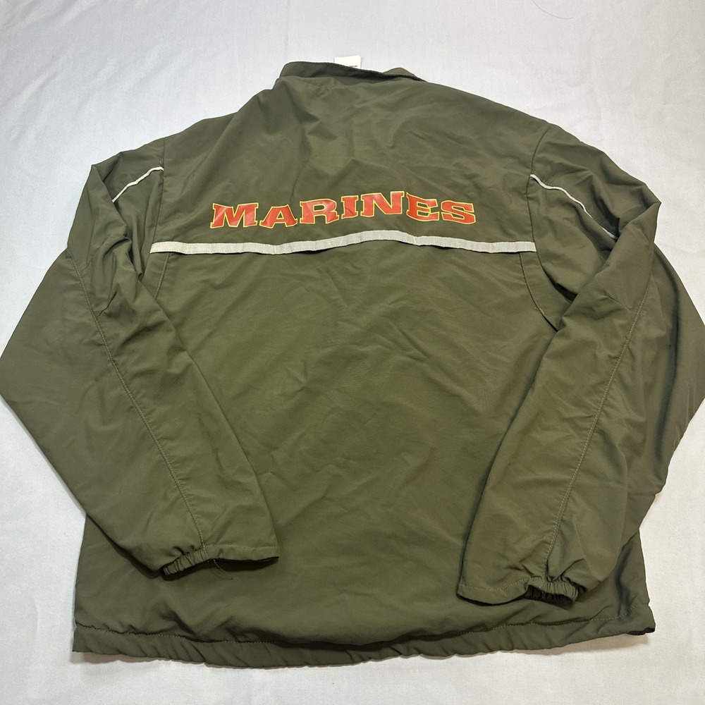 US Marine Jacket Mens Med Reg Green Nylon Windbreaker Lined PT Running USA NB